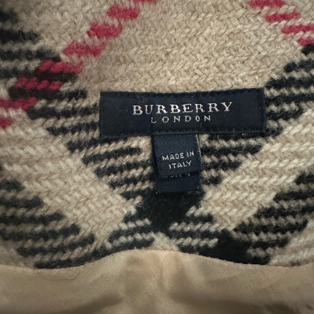 Burberry Cream Plaid A-Line Skirt with Black and Pink Accents - Picture 2 of 3